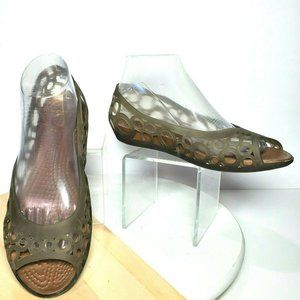 Crocs Adrina Peep Toe Round Cut-Outs Flats Jellies